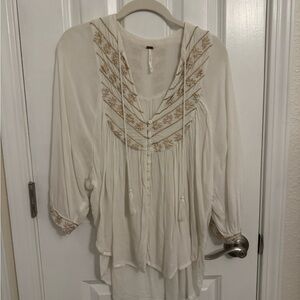 FREE PEOPLE | S Embroidered Cream Women's Top
